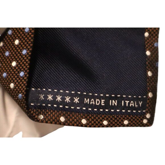 Ermenegildo Zegna Silk Tie Brown Blue Dot Classic Business Italian - Picture 4 of 4